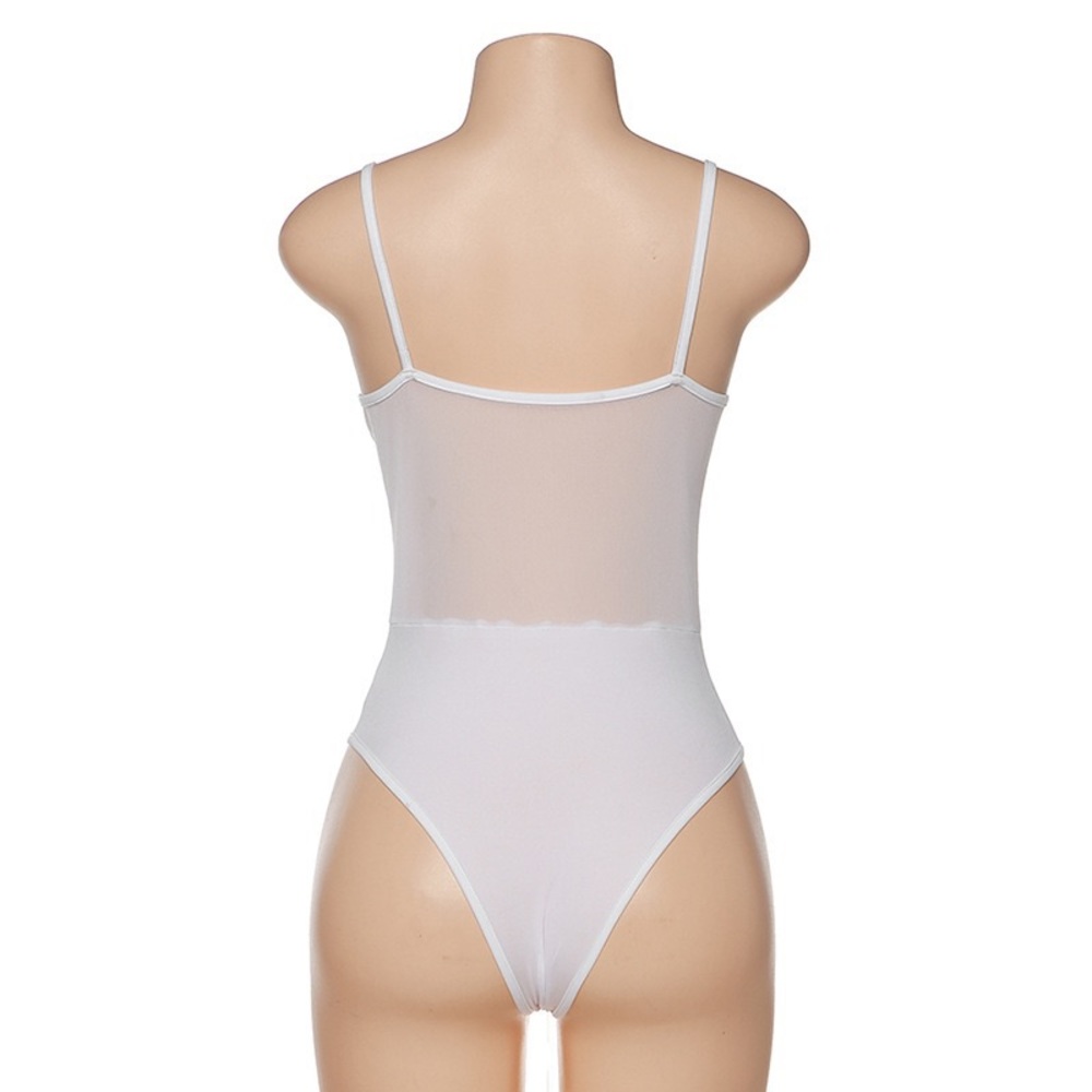 Woman adult sheer crop top- white - Picture 3 of 8